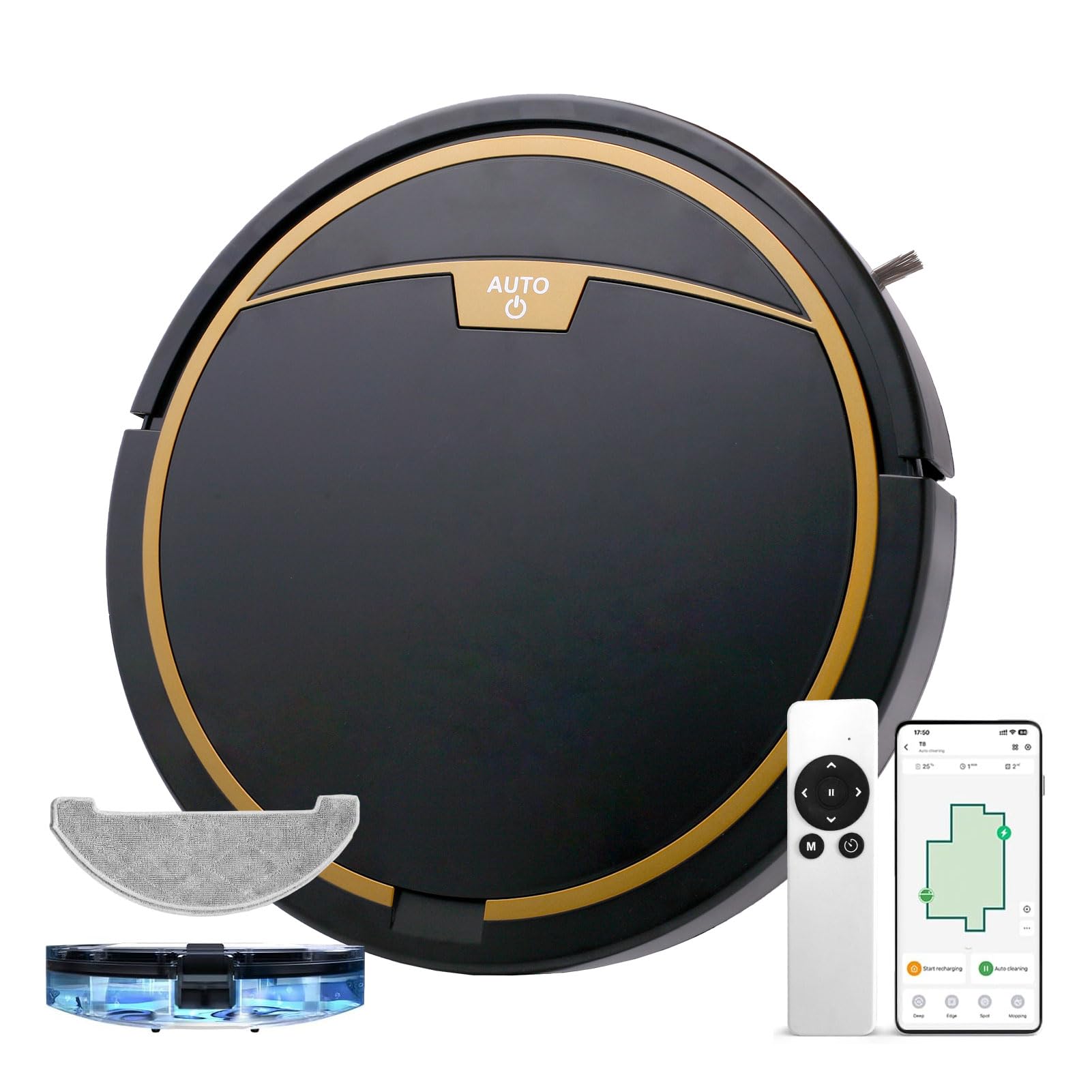 TDOO Robot Vacuum Cleaner and Mop Powerful 3800 Pa,120 Minutes Runtime Sweeping Robot Smart Vacuum App/Remote Control,Robot Vacuum with Large Water Tank, Slim, Great for Hard Floors, Pet Hair, Carpet