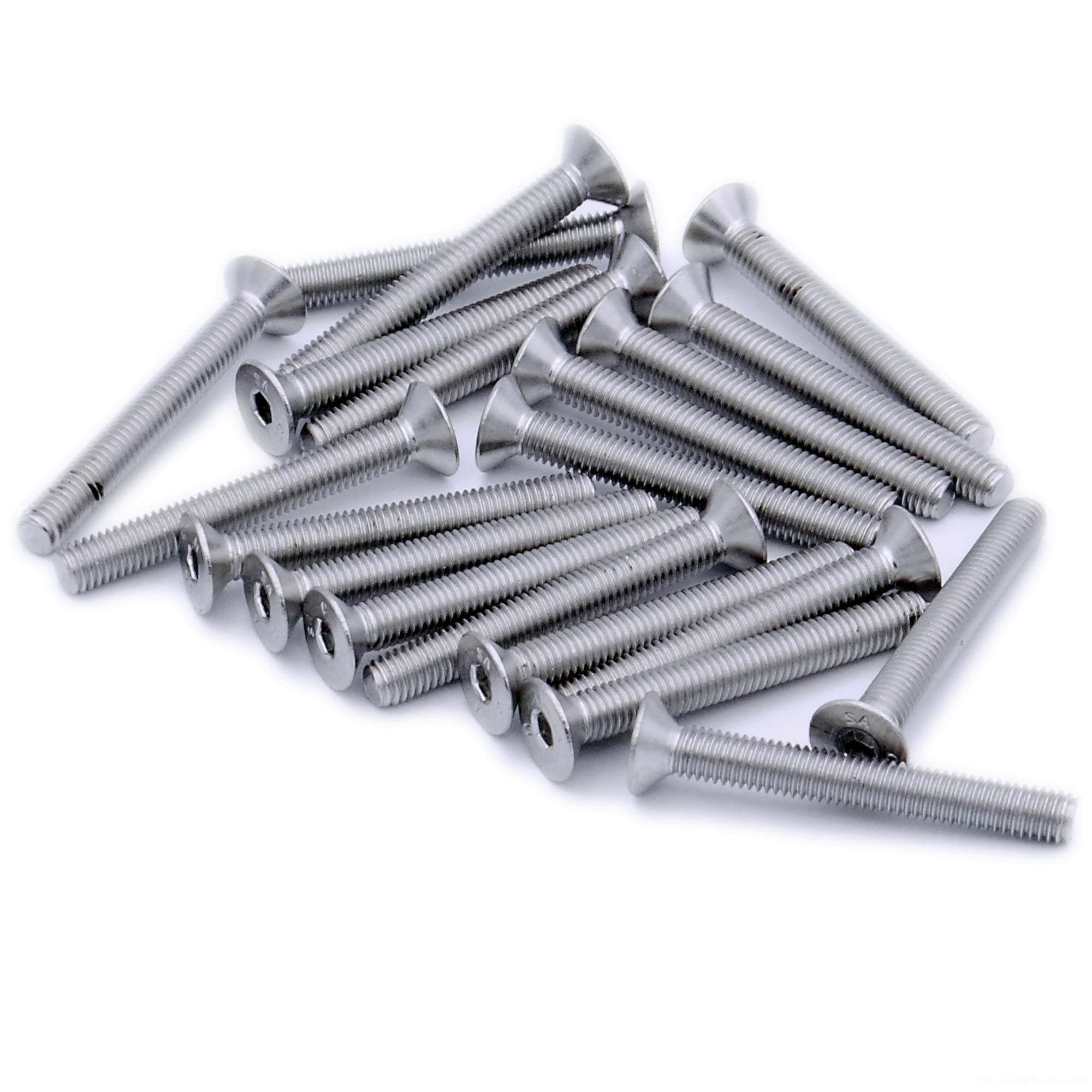 Singularity Supplies Silver M5 (5Mm X 12Mm) Hex Socket Countersunk Machine Screw (Bolt) - Stainless Steel (A2) (Pack Of 20)