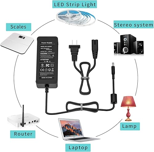 Miniatura 4 de SUPERNIGHT Fuente de alimentación de 12 V 5 A CA 100-240 V 50-60 Hz a CC 12 voltios adaptador de corriente para 5050 3528 tira de luz LED
