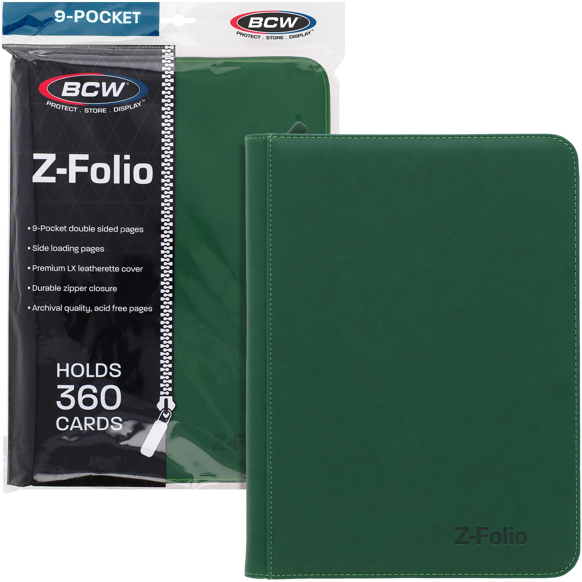 Amazon.com: BCW Z-Folio 9-Pocket LX Album - Green | Secure Zipper
