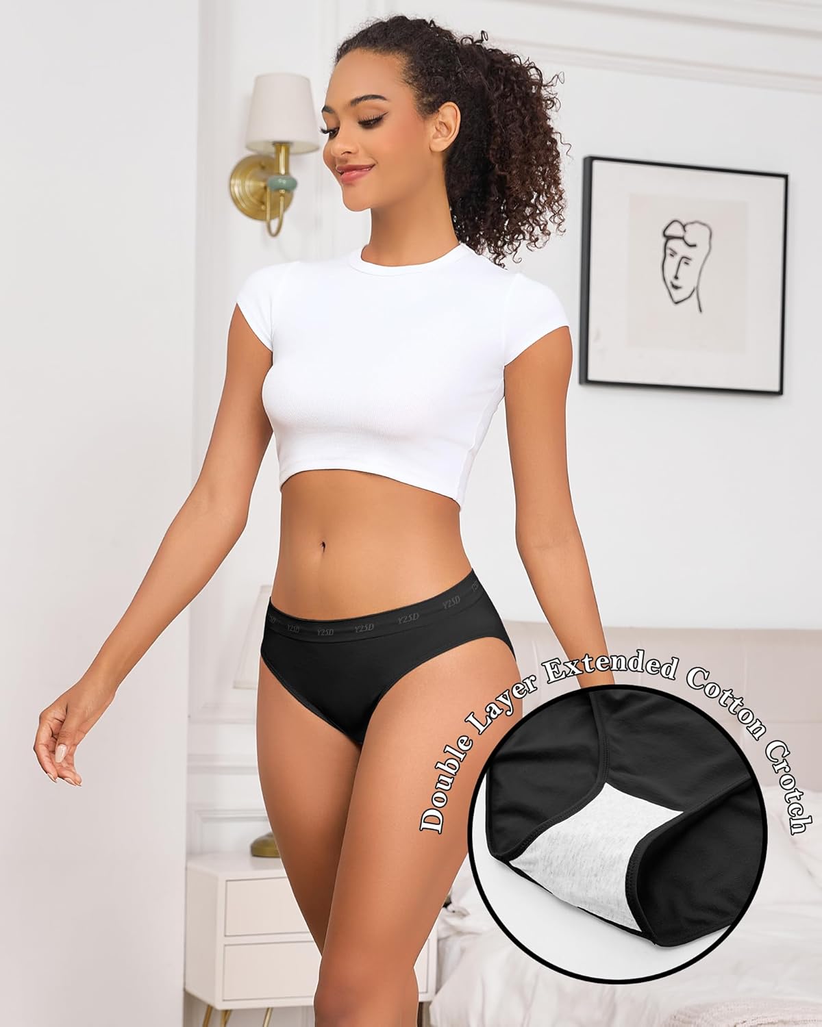 Women's Bikini Underwear Seamless High Cut Cheeky Hipster Panties for Women Pack of 6 Low Rise Briefs - Image 2