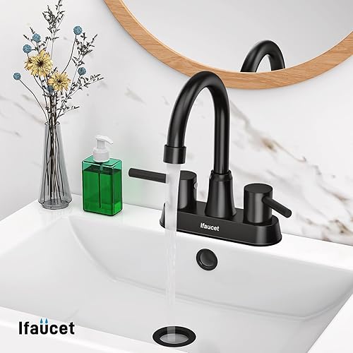 Miniatura 19 de Grifo de baño dorado, grifo de baño dorado cepillado, grifos dorados para tocador de baño, juego central de 2 manijas de 4 pulgadas, sin plomo