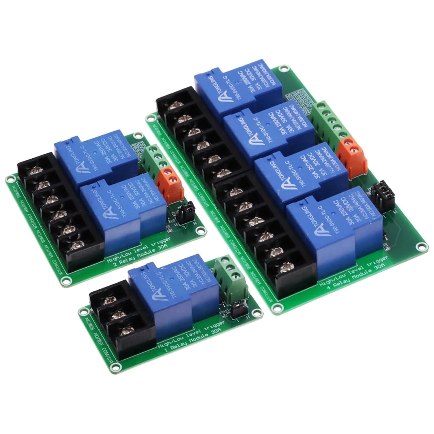 1 Way 2 4 Channel Relay 30A with optocoupler Isolation 5V 12V 24V Supports high and Low Triger Trigger with Guide Rail (Color : 5V, Size : 2Way with Guide Rail)