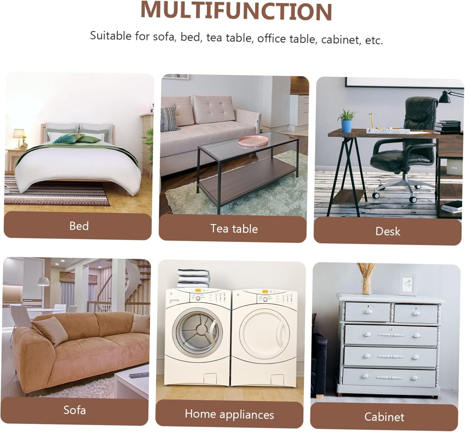 8pcs Sofa Foot Pads High Furniture Bed Riser Non-Slip Silent Easy to Install for Sofas Chairs