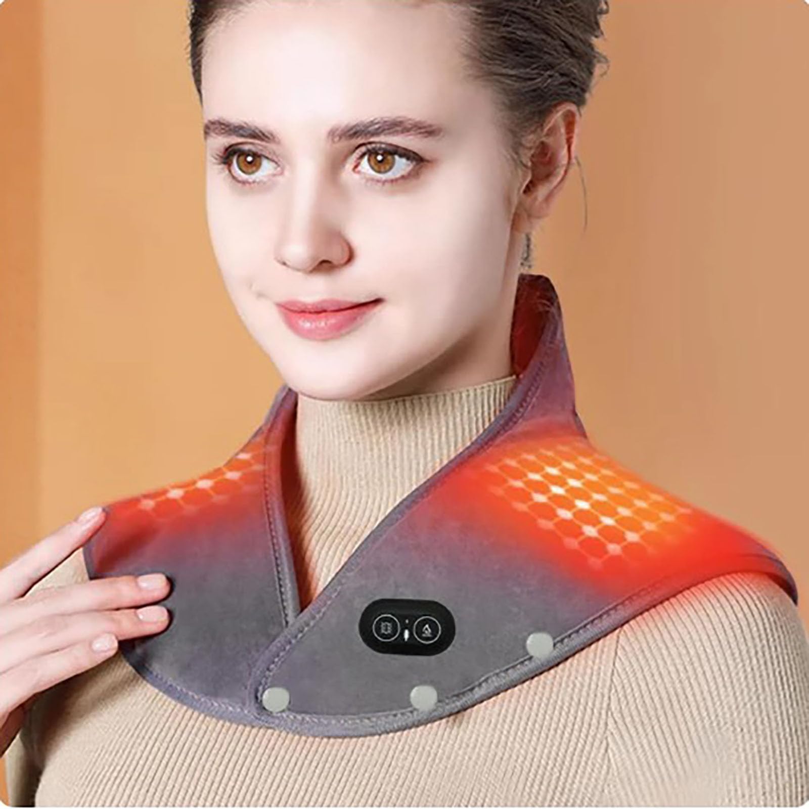 Almohadilla térmica para Cuello y Hombros, Envoltura terapéutica de Calor y vibración para un Alivio instantáneo del Dolor de Cuello con 3 configuraciones de Calor, Cuello y Hombros eléctricos con Vi