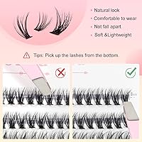 Vista 4 de Kit de extensión de pestañas individuales en racimo D, kit de extensión de pestañas 40D 0.315-0.630 in, mezcla de racimos de pestañas con unión