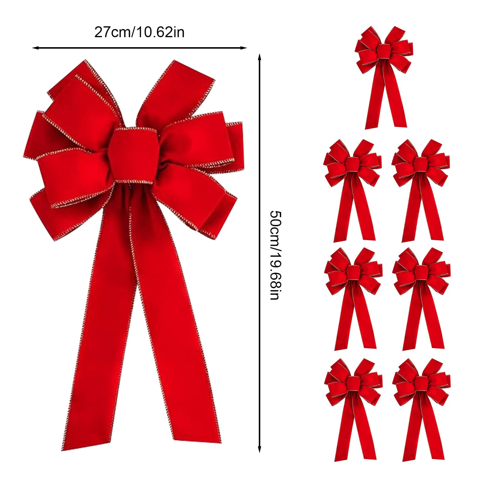 Fiocchi per Albero di Natale 8 Pezzi di Ornamenti con Bordo Oro