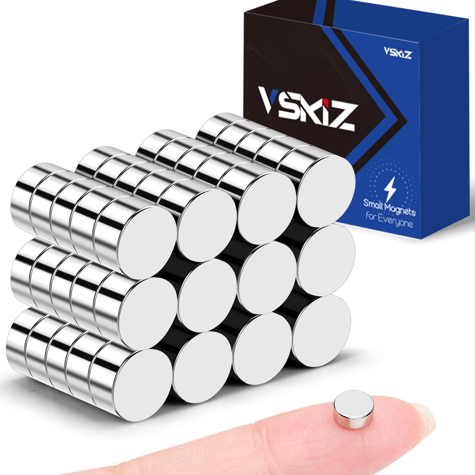 VSKIZ Small Magnets, 6x3mm Small Round Magnets for Refrigerator, 60Pcs Multi-use Tiny Rare Earth Magnets Mini Neodymium Magnets for Fridge, Circle Button Magnets for Whiteboard, Classroom, Office