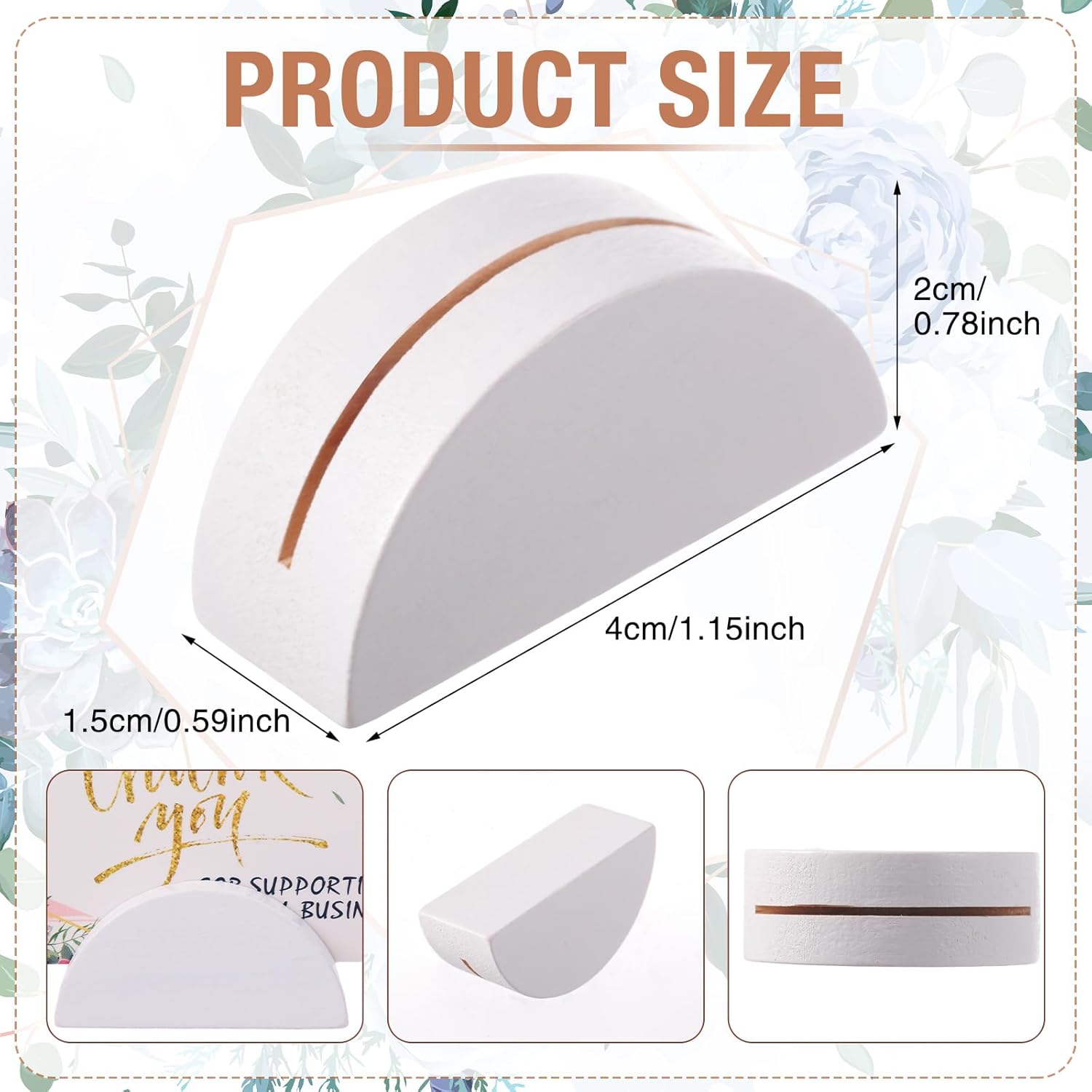 24 Pcs White Table Number Stands Wooden Small Size Lightweight Table Name Holder Semicircular Design Place Cardholders Office Tag Photo Menu Wedding Banquet Birthday Party Restaurant