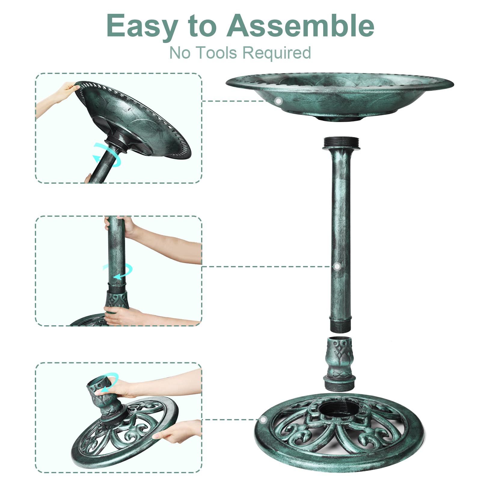 AMZtime Abbeveratoio per uccelli a energia solare, resistente all'inverno, con fontana solare da 2,5 W, per esterni, abbeveratoio per uccelli selvatici, abbeveratoio per uccelli, giardino (verde)