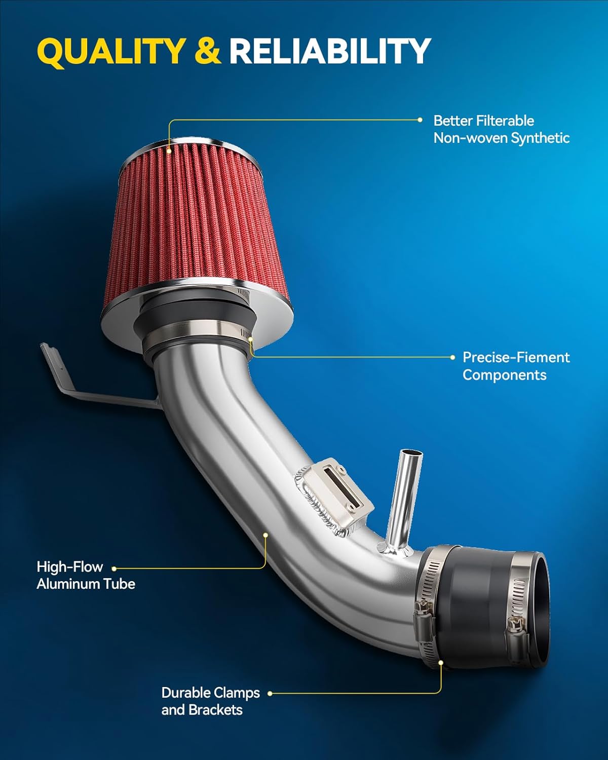PHILTOP 3" Cold Air Intake Kit System Compatible with Nissan Altima 2007 2008 2009 2010 2011 2012 L4 2.5L, High Performance, Red
