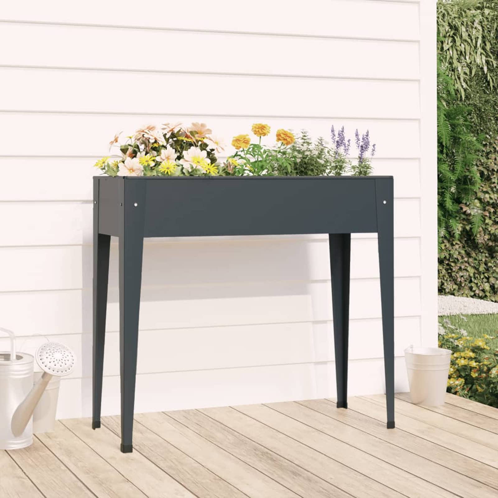 Homgoday Pflanzgefäß mit Gitter für den Garten, Pflanzgefäß für den Garten, 100,5 x 40,5 x 90 cm, verzinkter Stahl, Pflanzgefäß für den Garten, Blumenkasten für den Außenbereich, Balkonkasten