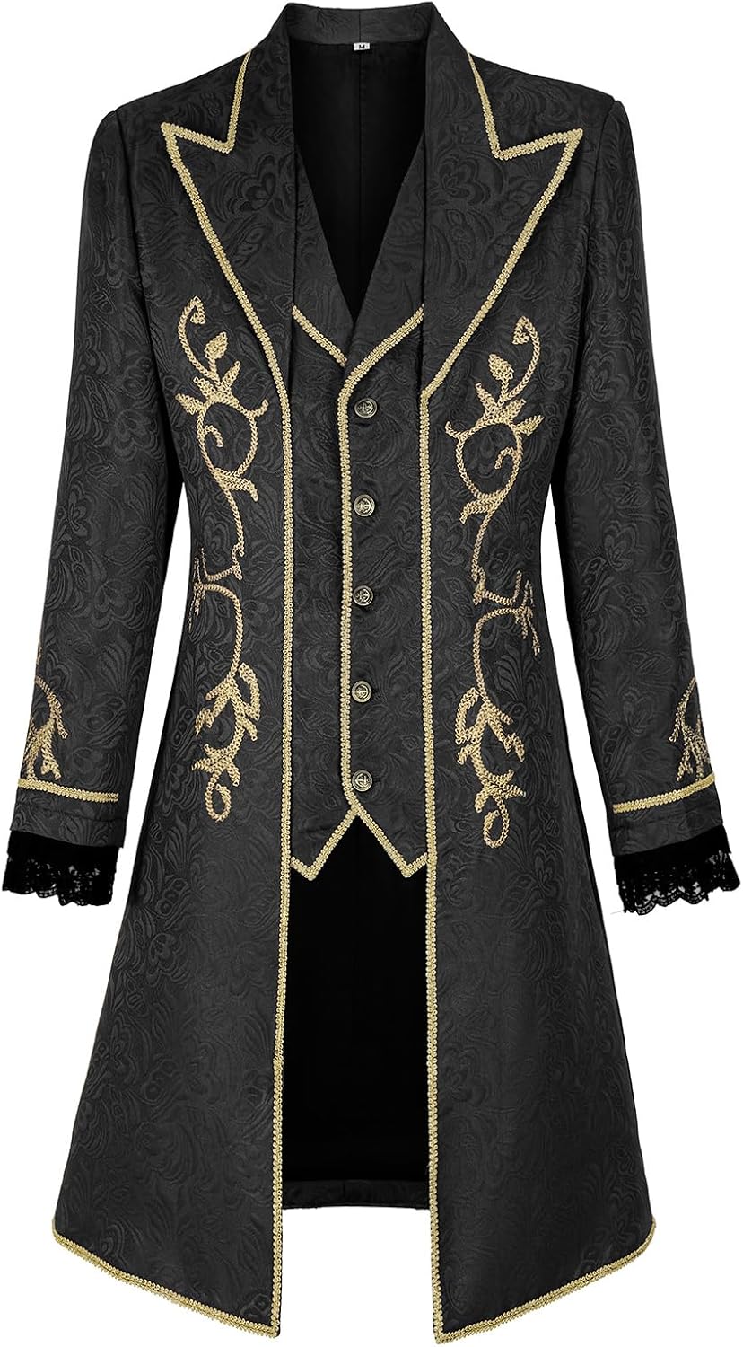 Men's Steampunk Jacket Victorian Vampire Gothic Tailcoat Medieval Pirate Coat