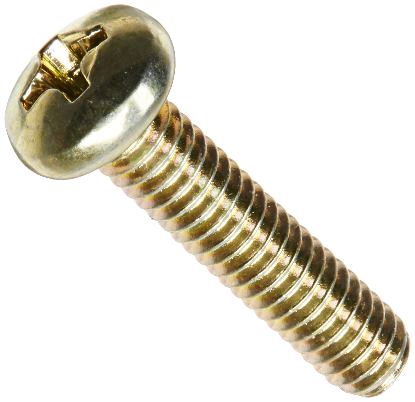 Steel Pan Head Machine Screw, Yellow Zinc Plated, Meets ASME B18