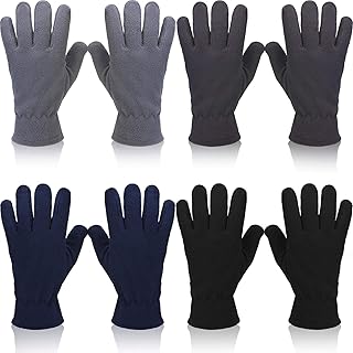 4 Pairs Winter Soft Gloves Fleece Warm Mittens for Men Women Winter Gift...