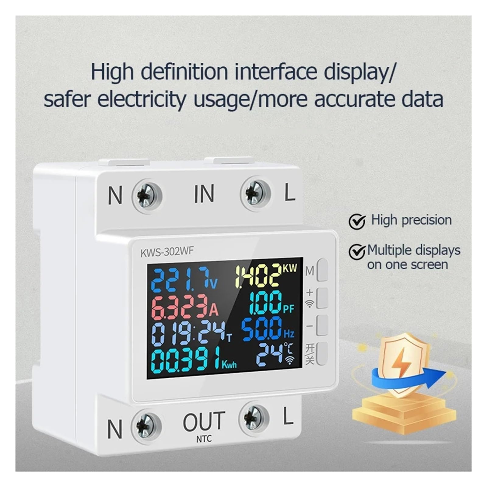 Tuya WiFi 8 In1 Misuratore Di Potenza 2P Contatore Di Energia AC Controllo APP 170-270 V/63A Misuratore Di Tensione E Corrente Misuratore Di Elettricità Vita Intelligente