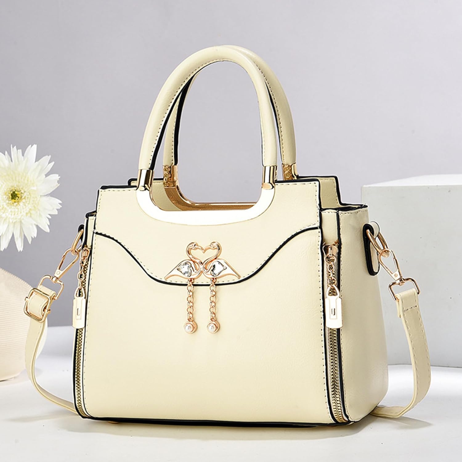 NICOLE & DORIS Designer Handbags for Women Small Top Handle Bags Exquisite Shoulder Bags PU Leather Crossbody