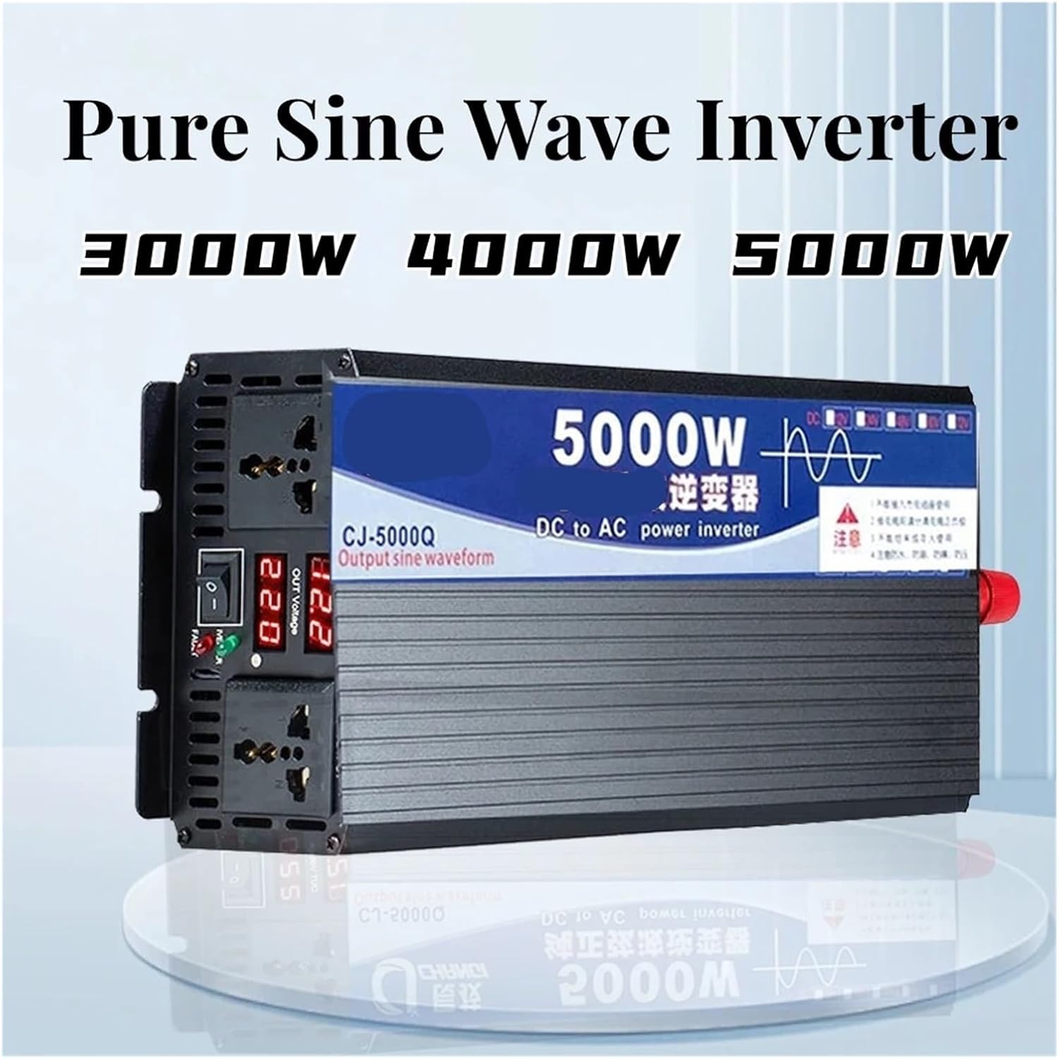 3000W 4000W 5000W Inverter DC 12V 24V 48V 60V to AC 110V 220V Voltage Transformer Power Converter Inverter(12V-01_110V 60HZ)(Peak 3000w,12V-01-220V 60HZ)