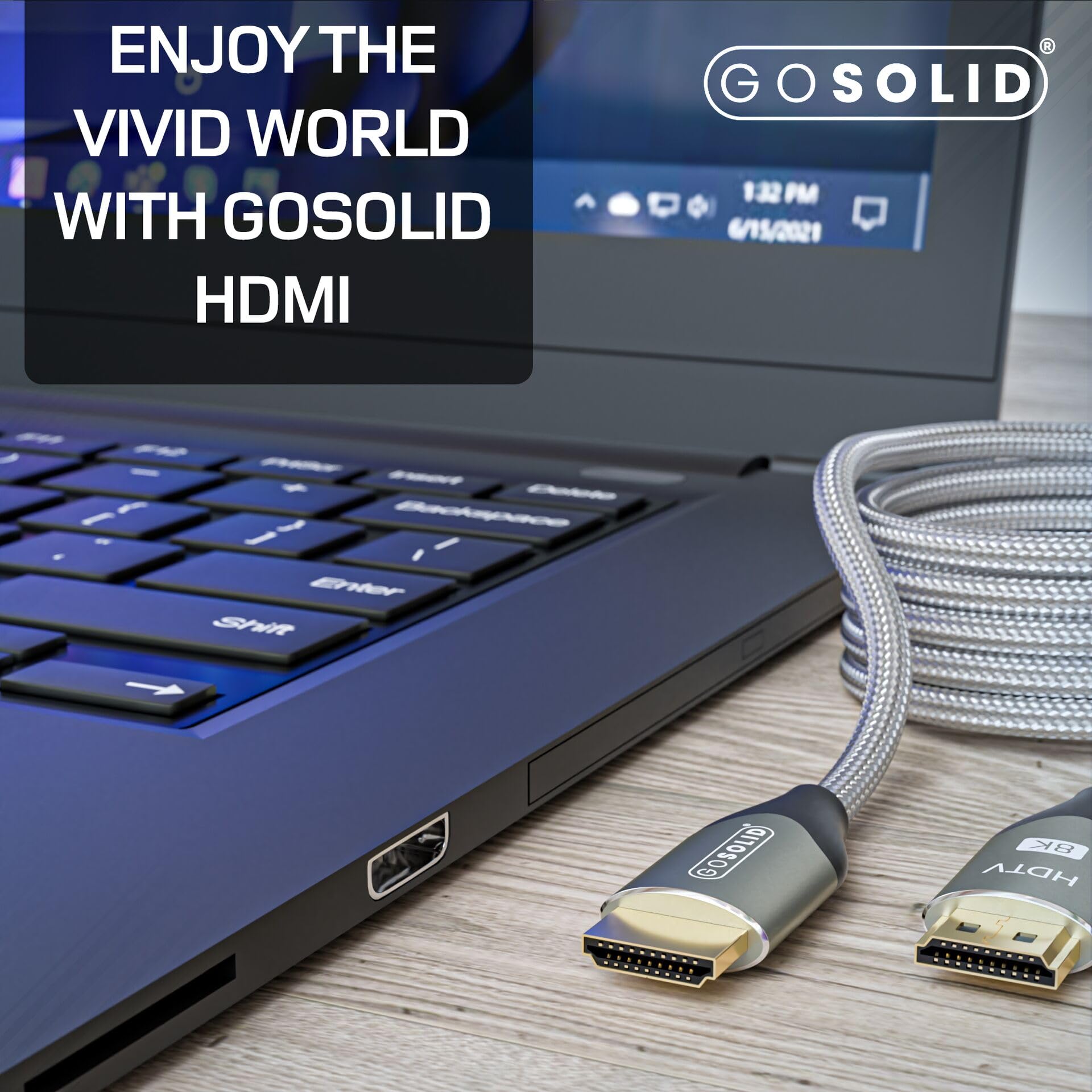 GO SOLID! HDMI 2.1 Cable 8K 60Hz - 4K 120Hz Adecuado para PS5/PS4/ Xbox Series X/Monitor/Portátil 10 metros