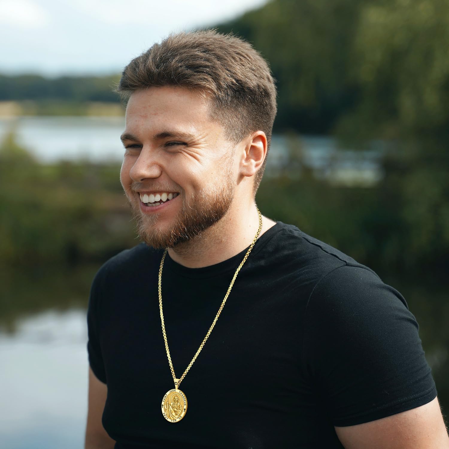 Eusense Saint Necklace Sterling Silver 925 Protection Jewelry for Men Women Patron St Medals Amulet Pendant - Image 5