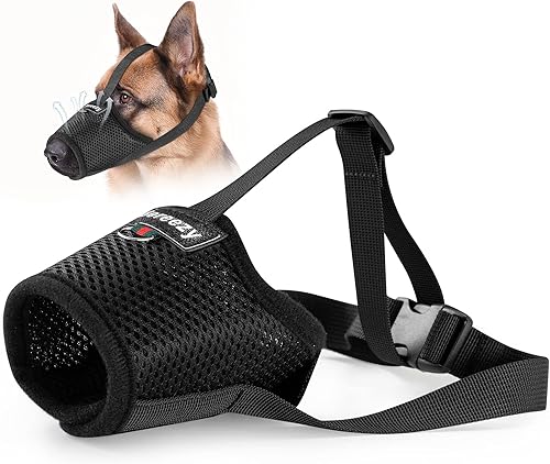 Bereezy Bozal para perro, bozal de malla transpirable para morder ladridos y masticar, bozal ajustable para mascotas para perros pequeños, medianos