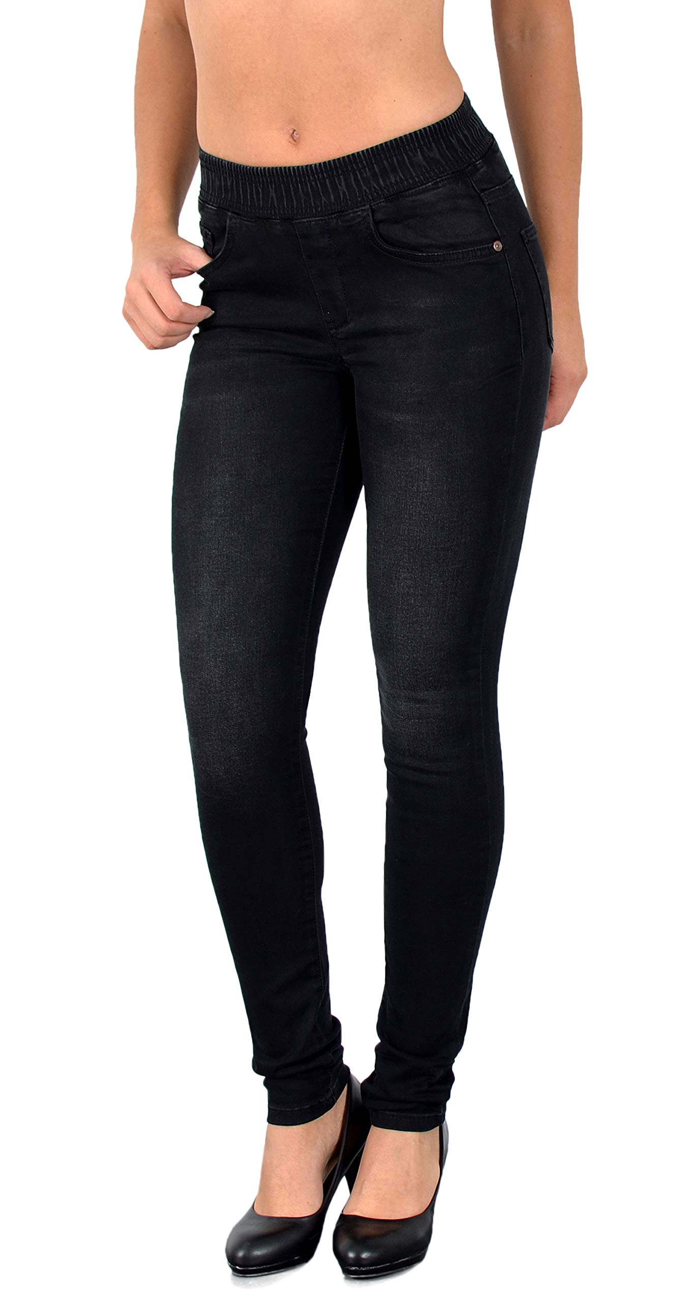 ESRA Skinny Jeans Damen High Waist Stretch Jeans Damen Jeggings Damen Stretch elastischer Gummi-Bund Übergröße Puls Size J291