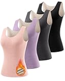 Women's Fleece Lined Thermals Underwear Tops Base Layer Tank Top Vest for Cold Weather 4,5Pairs
