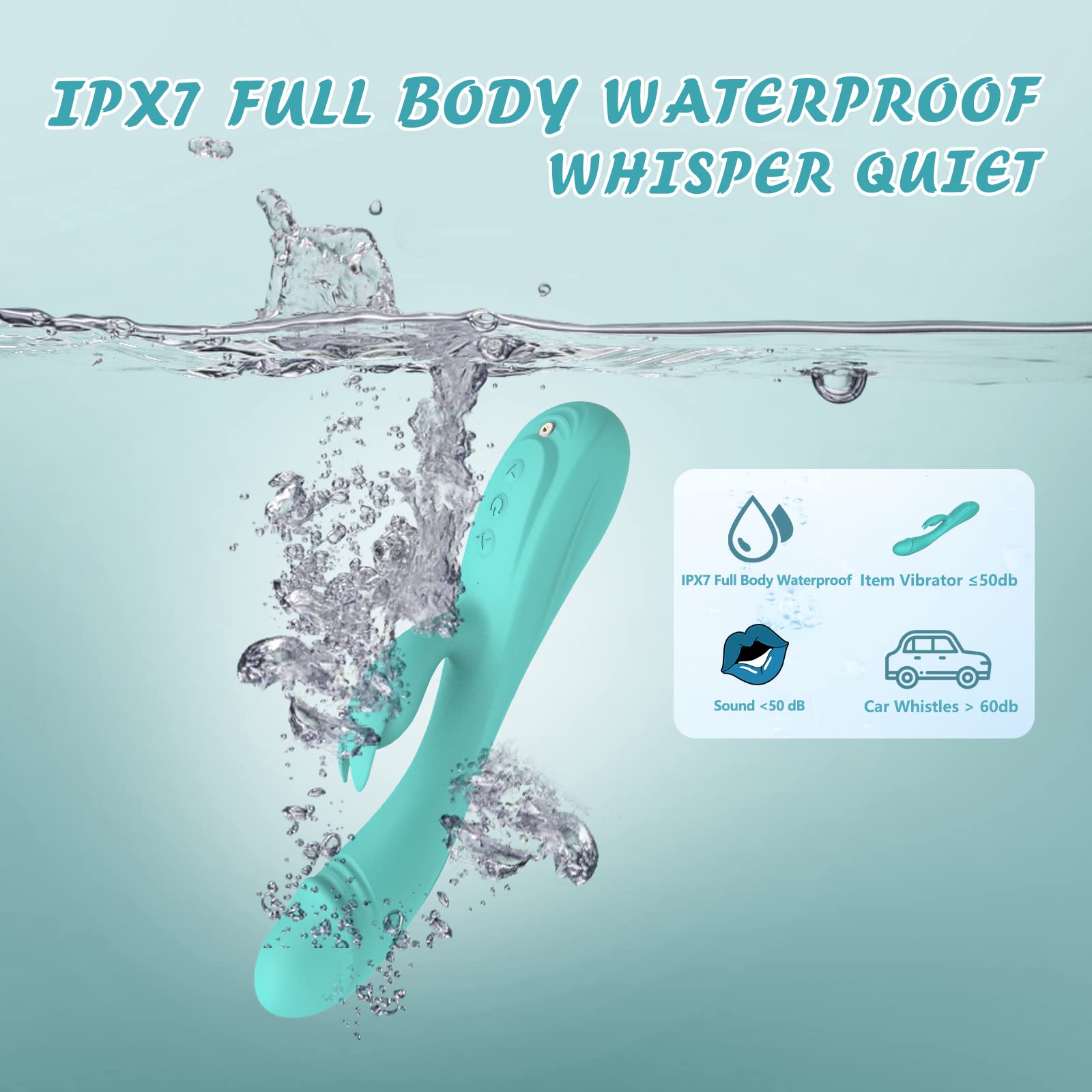 Consolador Vibrador 3en1 Juguetes Sexuales para Mujeres,7 * 7 Modo Vibradores CKSOHOT 8.4'' Consoladores de Silicona,Carga Magnética Juguetes Sexuales Juegos para Adultos (Turquesa)