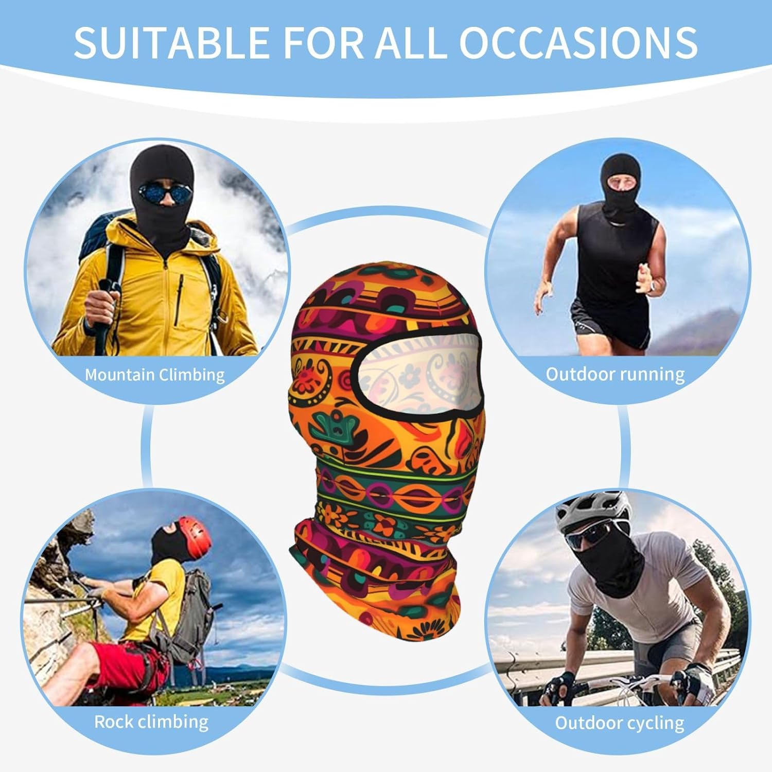 Mexican Folk Art Boho Balaclava Ski Mask for Men Women Full Face Mask Breathable Head Cover for Outdoor