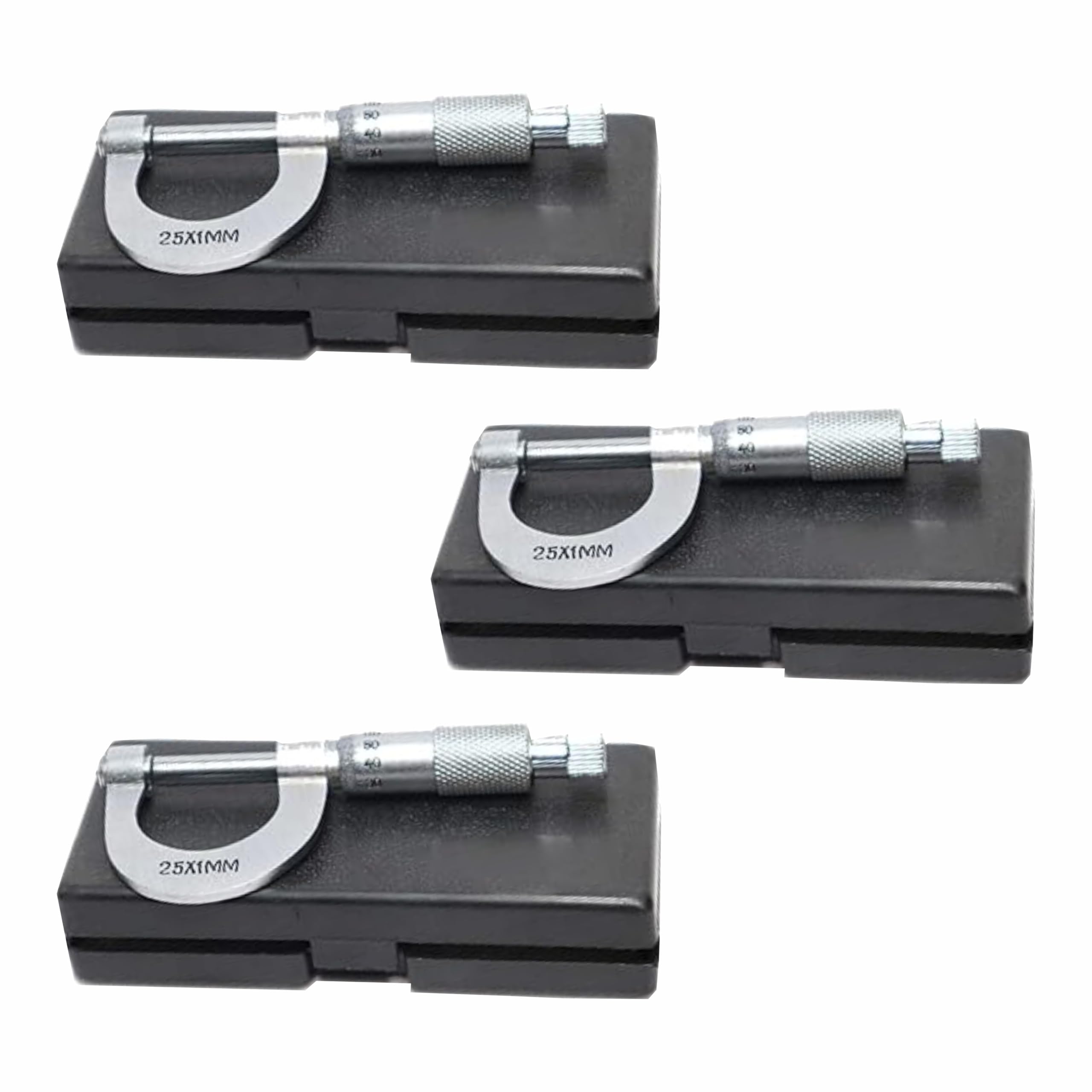 VVS Scew Gauge Micrometer Brass 25 mm S.S. Thread in Velvet Box Laser Printed Pack of 3 For School College Lab Laboratory