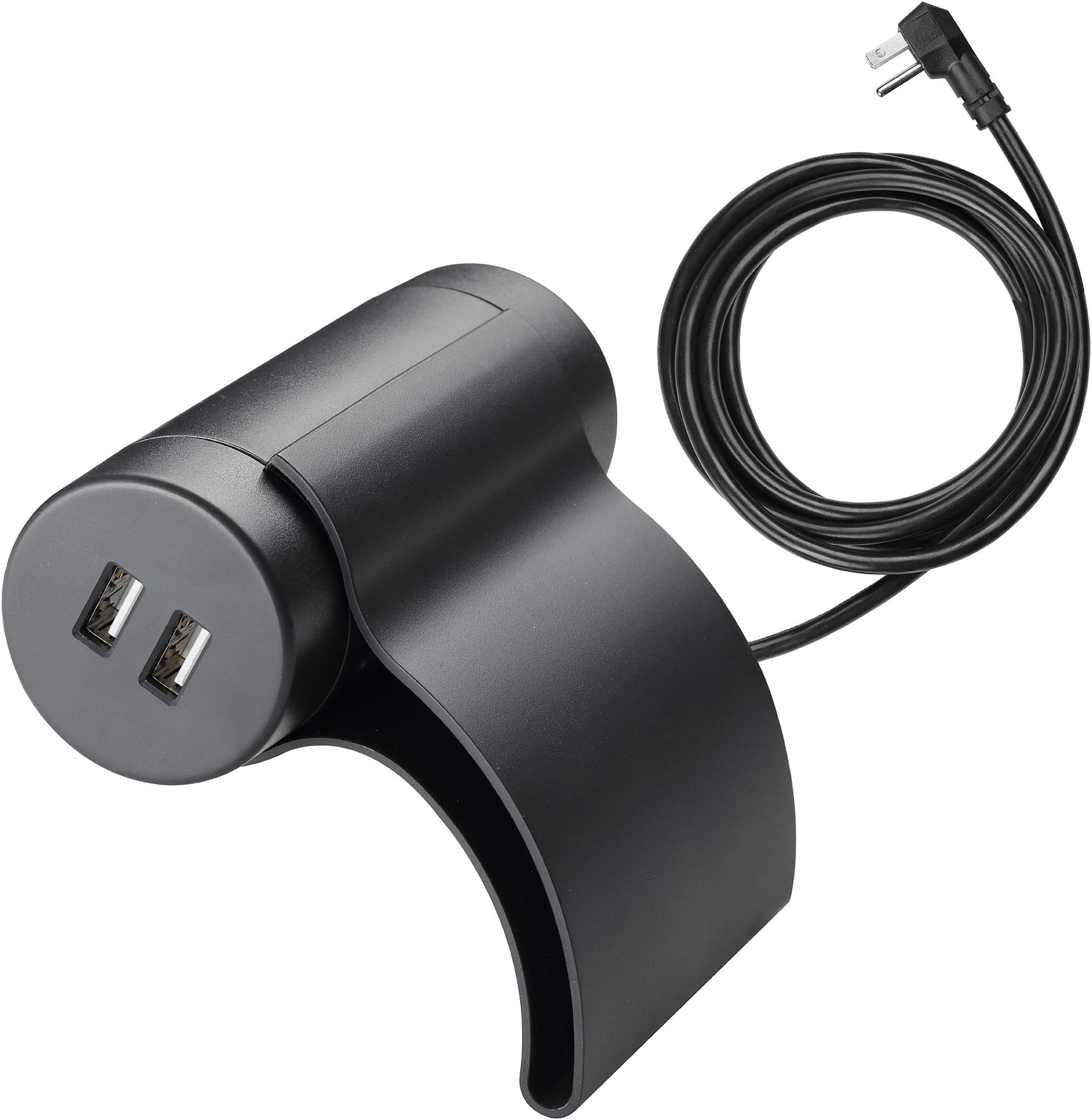 Link2Home Sofa Socket, 10ft Extension Cord, 1 Outlet, 2 Ports, 3.1A USB, with Low Profile Plug, Dark Grey