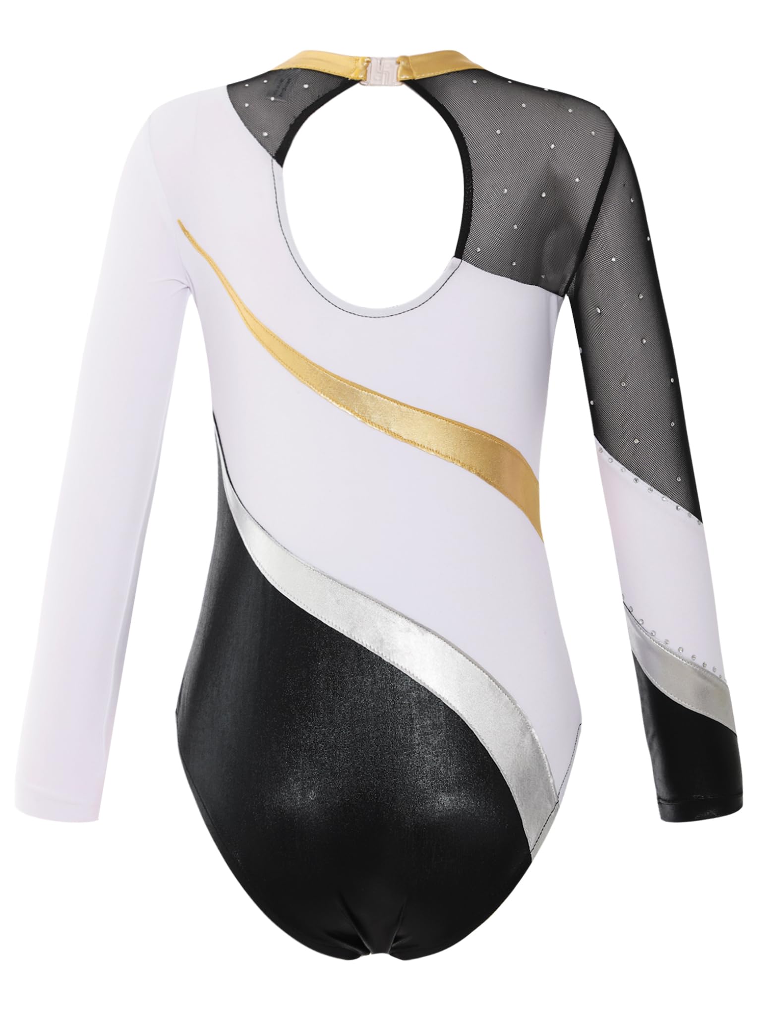 Hansber Tanzanzug Für Mädchen Glänzender Langarm Trikotanzug Mit Langen Leggings Und Bauchfreiem Top Klassischer Elastischer Body