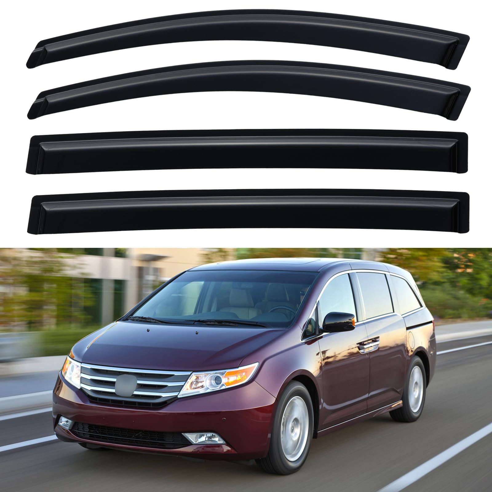 Window Visors Rain Guards for 2011-2017 Honda Odyssey | Out-Channel Window Vent Wind Deflectors Visors Shades Protectors for 11 12 13 14 15 16 17 Honda Odyssey