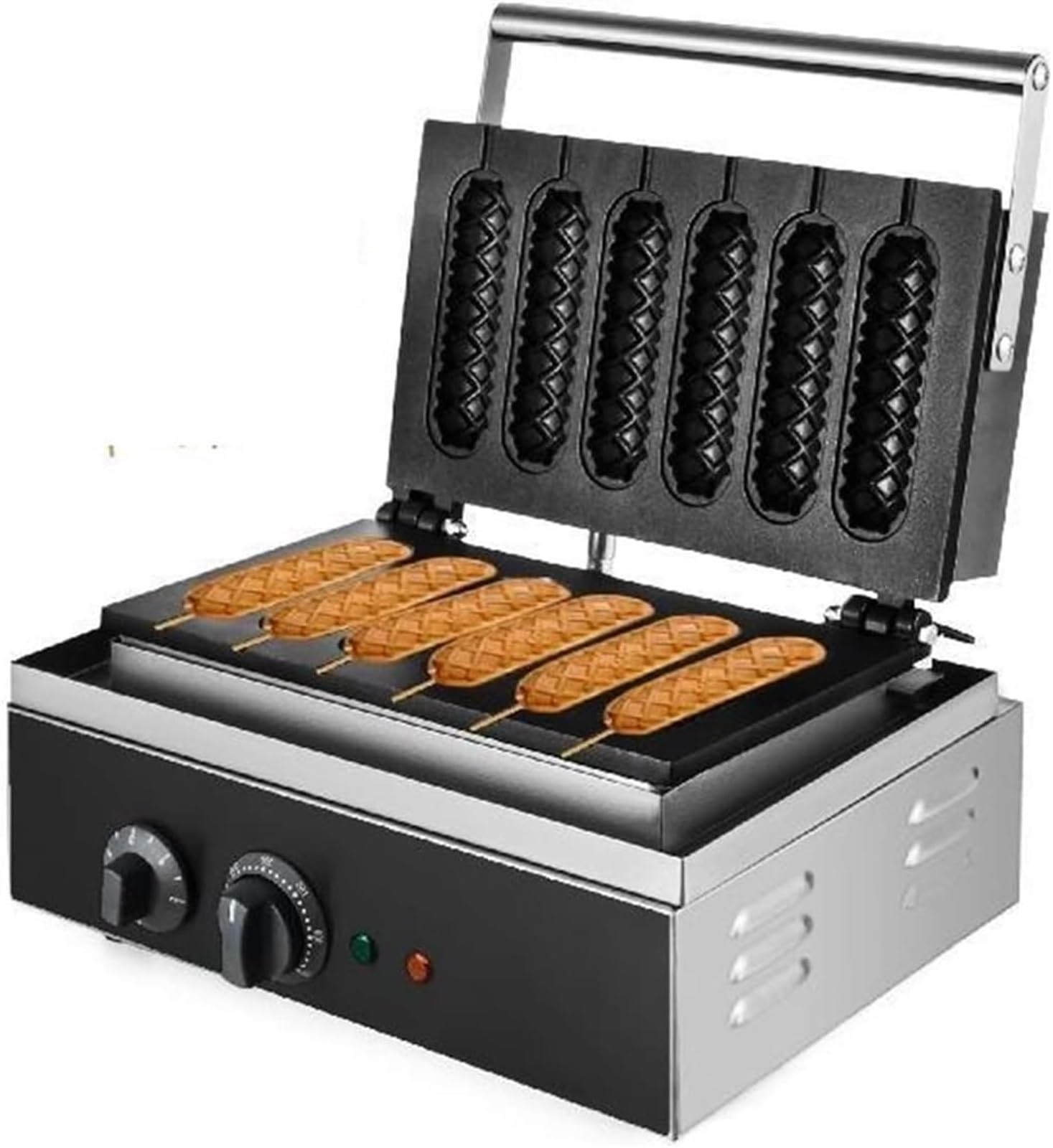 Set di 6 pezzi di macchine elettriche per waffle e salsicce, antiaderenti, per lecca-lecca, bastoncini, per hot dog di mais croccanti, elettrodomestico da cucina per la casa.,