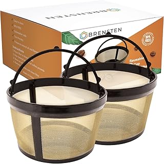 4 Cup Reusable Filter Basket With Closed Bottom Fits MrCoffee Coffee Maker and Brewer - Permanent Filter Replacement for Mr Coffee Gold Tone Basket-Style Filters 2-Pack