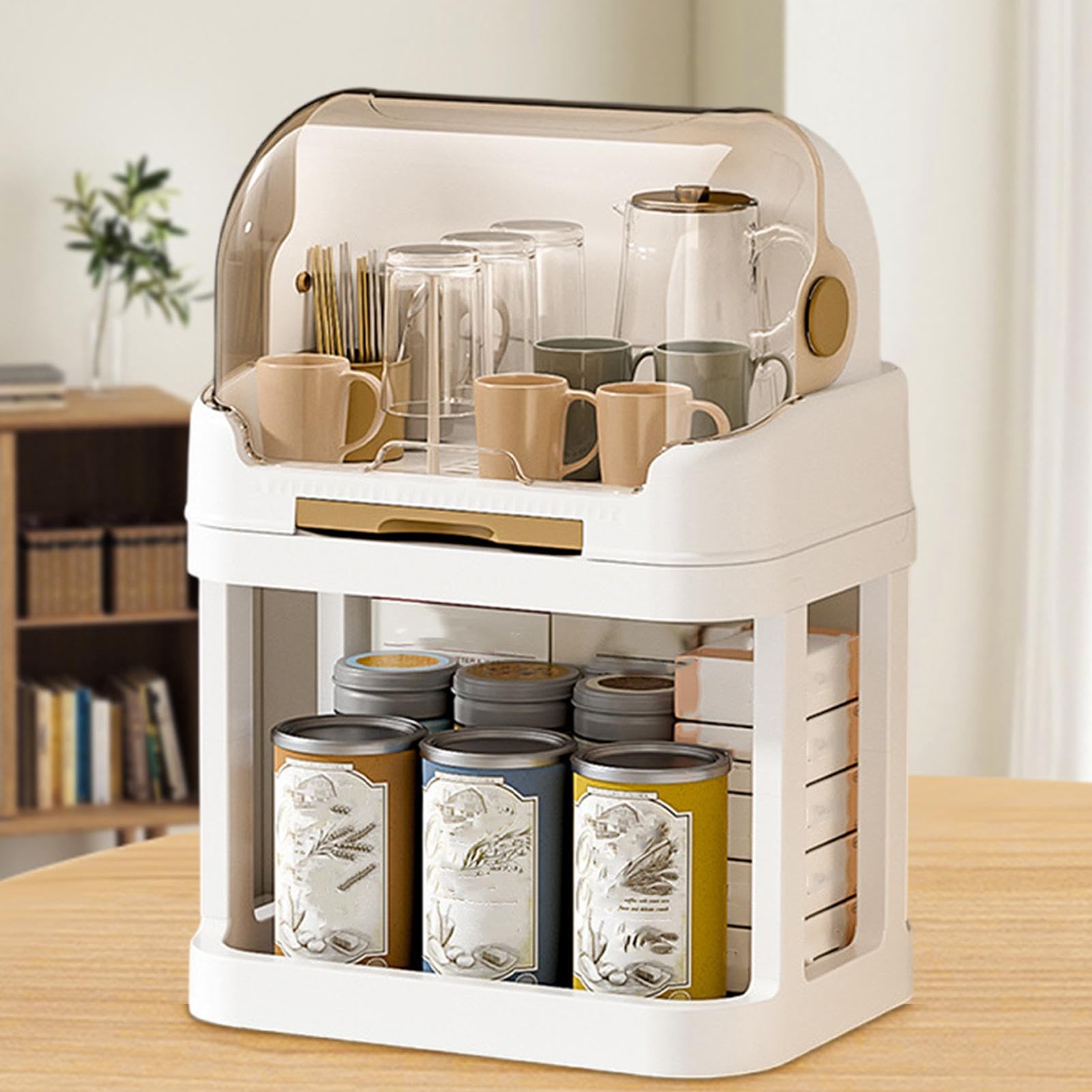 Contenedor para secar botellas con escurridor, estante para secar botellas a prueba de polvo para niños pequeños - Caja escurridora para contenedores de botellas con tapa,Contenedor de caja de cubiert