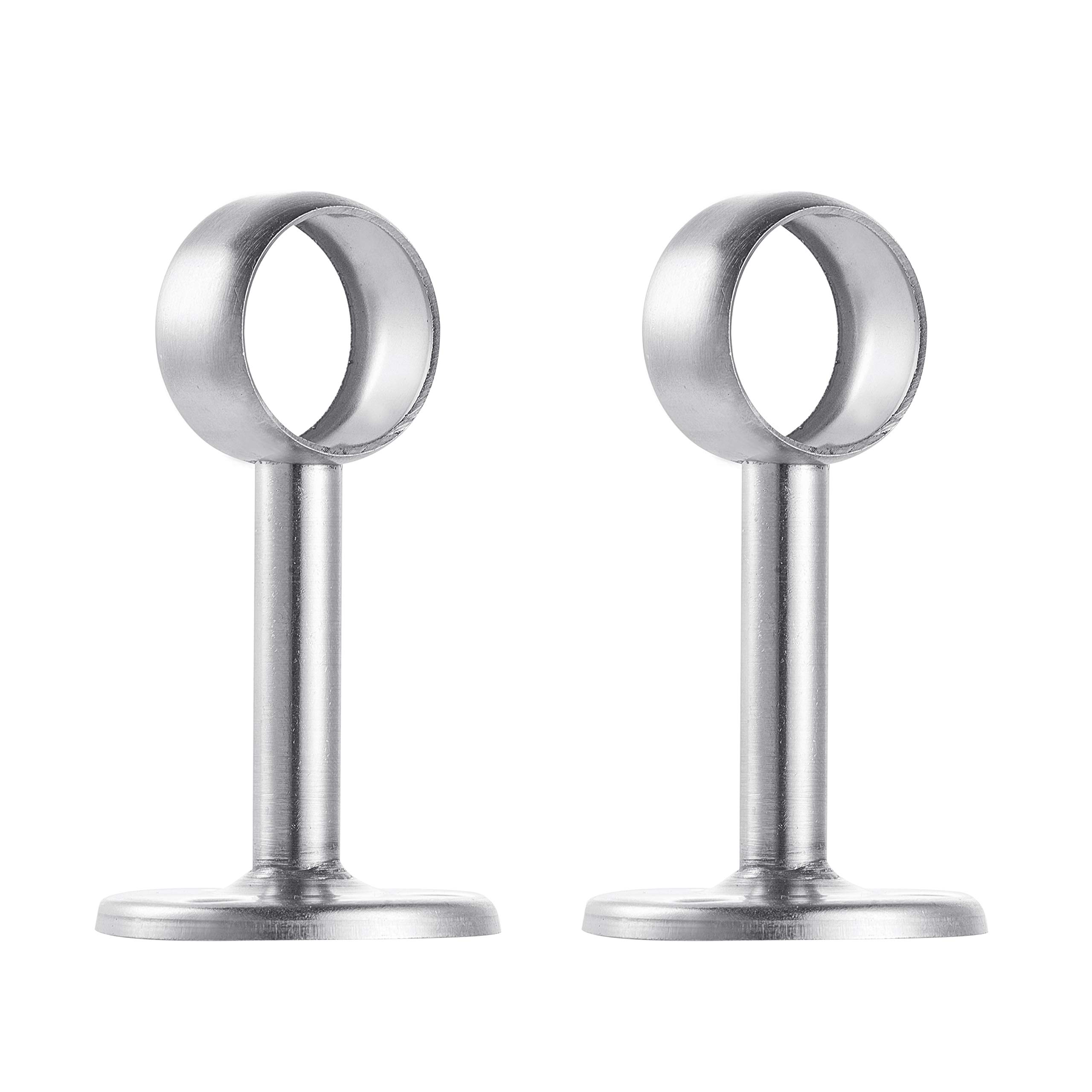Increway Silver Stainless Steel Wardrobe Pipe, Dia 25Mm(1") Closet Lever Support Rod Holder Socket Bracket, Set Of 2