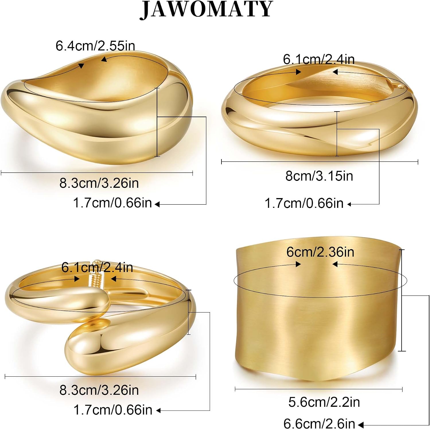 Chunky Gold Bangle Bracelets for Women, Premium Zamak 3 Alloy with 14K PVD Vacuum-Ion Plating & Electrophoretic Finish, Ideal for Parties, Weddings, Christmas & Valentine’s Day Gifts