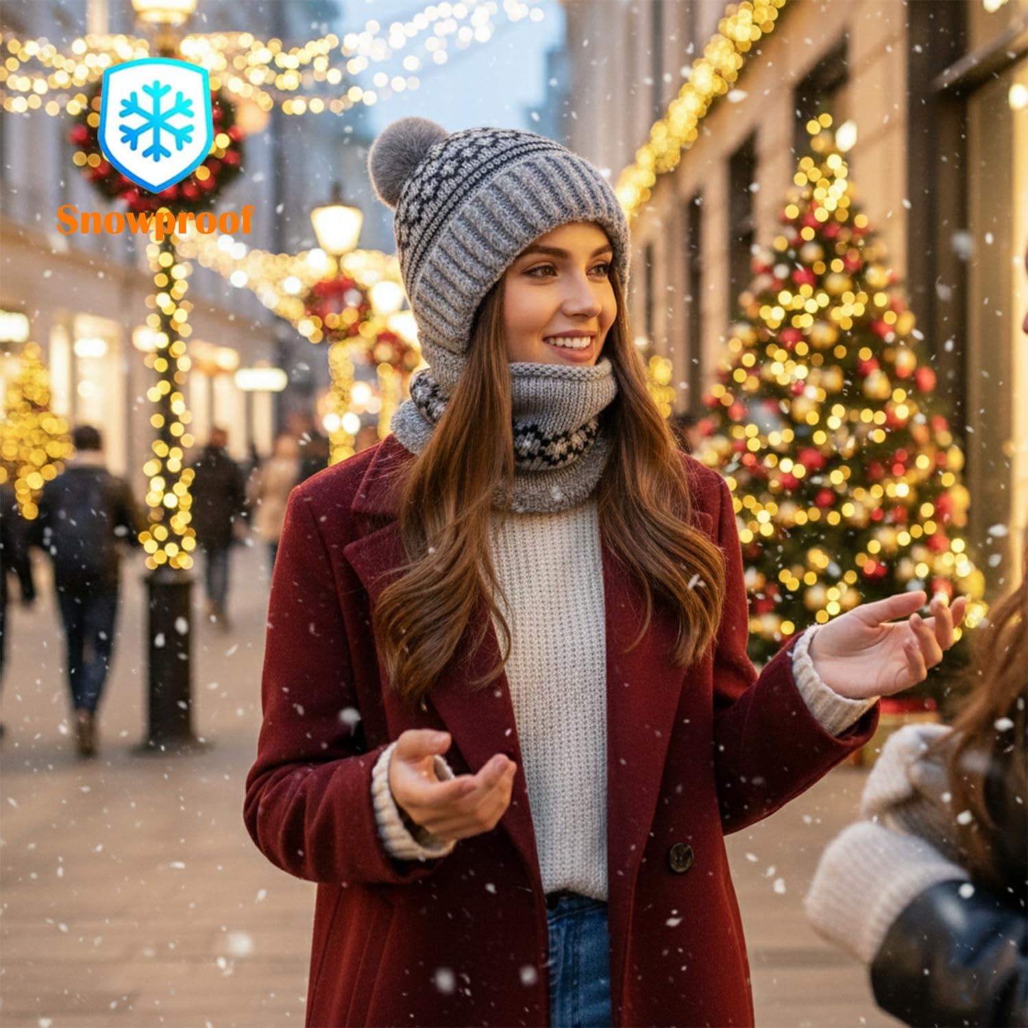 Women Balaclava One-Piece Skull Beanie Hat Neck Circle Scarf Ski Snow Winter Knit Fleece Cap Cold Weather - Image 7