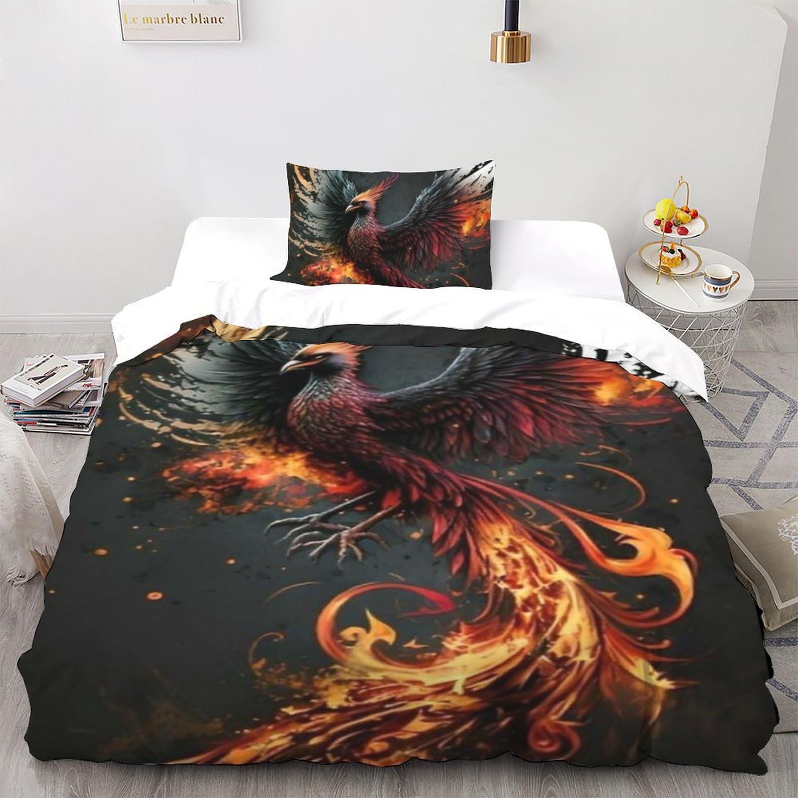 Parure de lit douceur Feu Le Phoenix impression 3D haut de gamme
