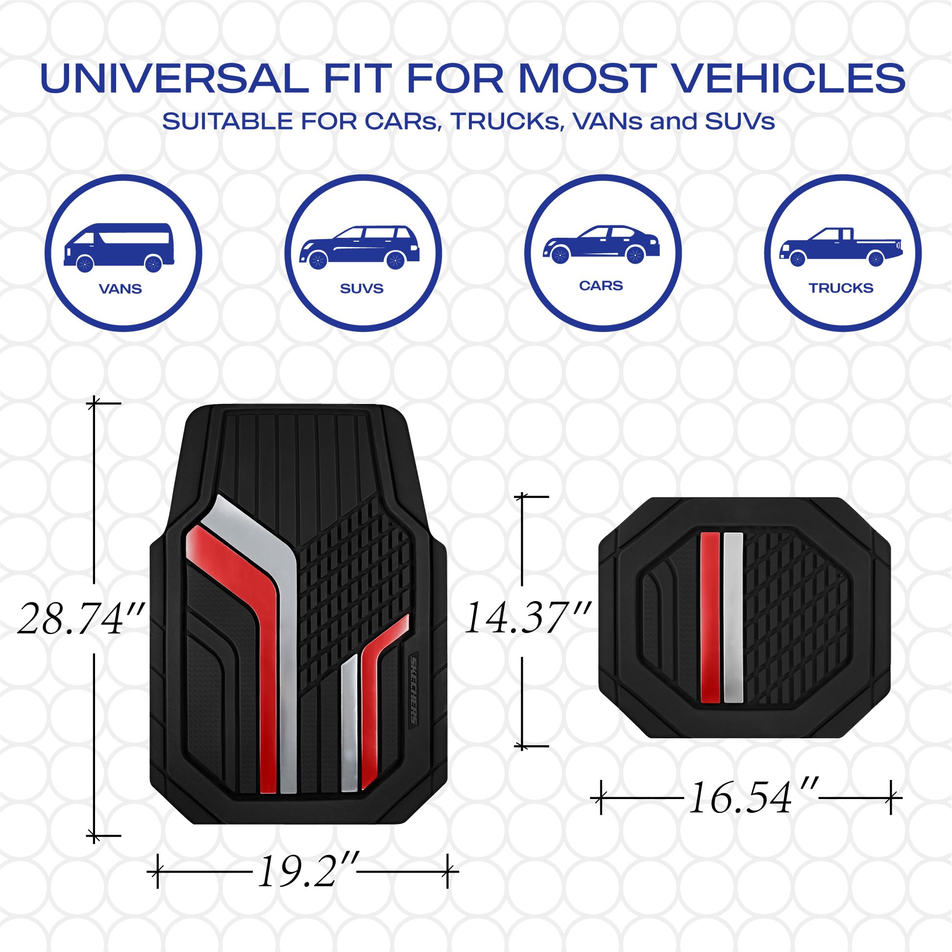Skechers Heavy Duty Rubber Car Floor Mats Dual Color Design Floor Mats All Weather Car Mats Waterproof Trim — view 6