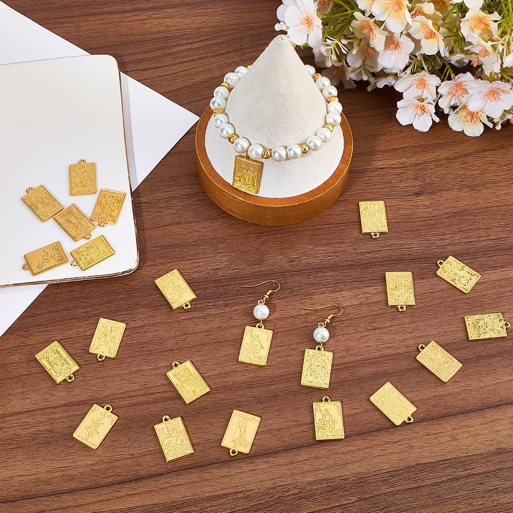 SUNNYCLUE 1 Box 40Pcs 20 Styles Metal Tarot Card Charms Divination Charms Bulk Gold Rectangle Magic Occult Astrology Alloy Gothic Pendants for Jewellery Making Halloween Necklace Bracelet Earrings DIY - Image 3