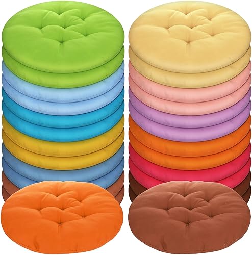 Tinideya 24 cojines redondos de suelo de 15.7 pulgadas, almohadas de asiento de meditación, asientos flexibles para adultos y niños, cojines de