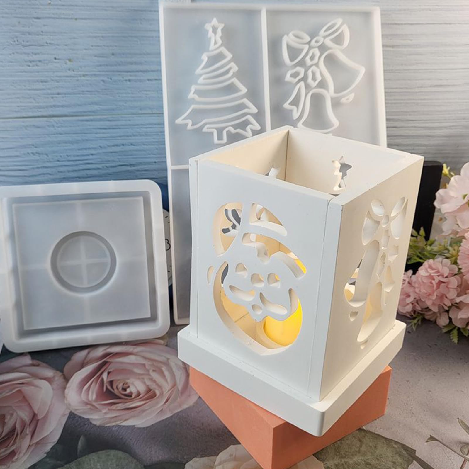 Moule en silicone multi-usages en forme de maison - Moules en silicone pour décoration en plâtre - Moule détaillé 3D pour maison de Noël - Moule de décoration de mariage