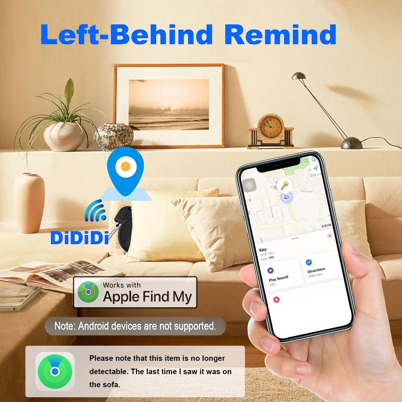 Lot de 4 étiquettes de suivi d'air Bluetooth, localisateurs d'articles compatibles avec l'application Apple Find My (iOS uniquement), gardez le suivi et vos clés, portefeuille, bagages, sac à dos (pas