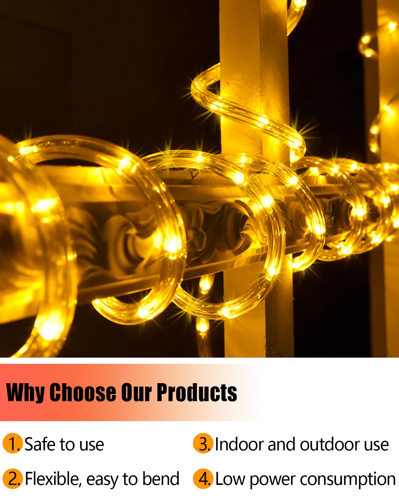 100ft LED Rope Lights Outdoor, 720 LED Connectable And Flexible