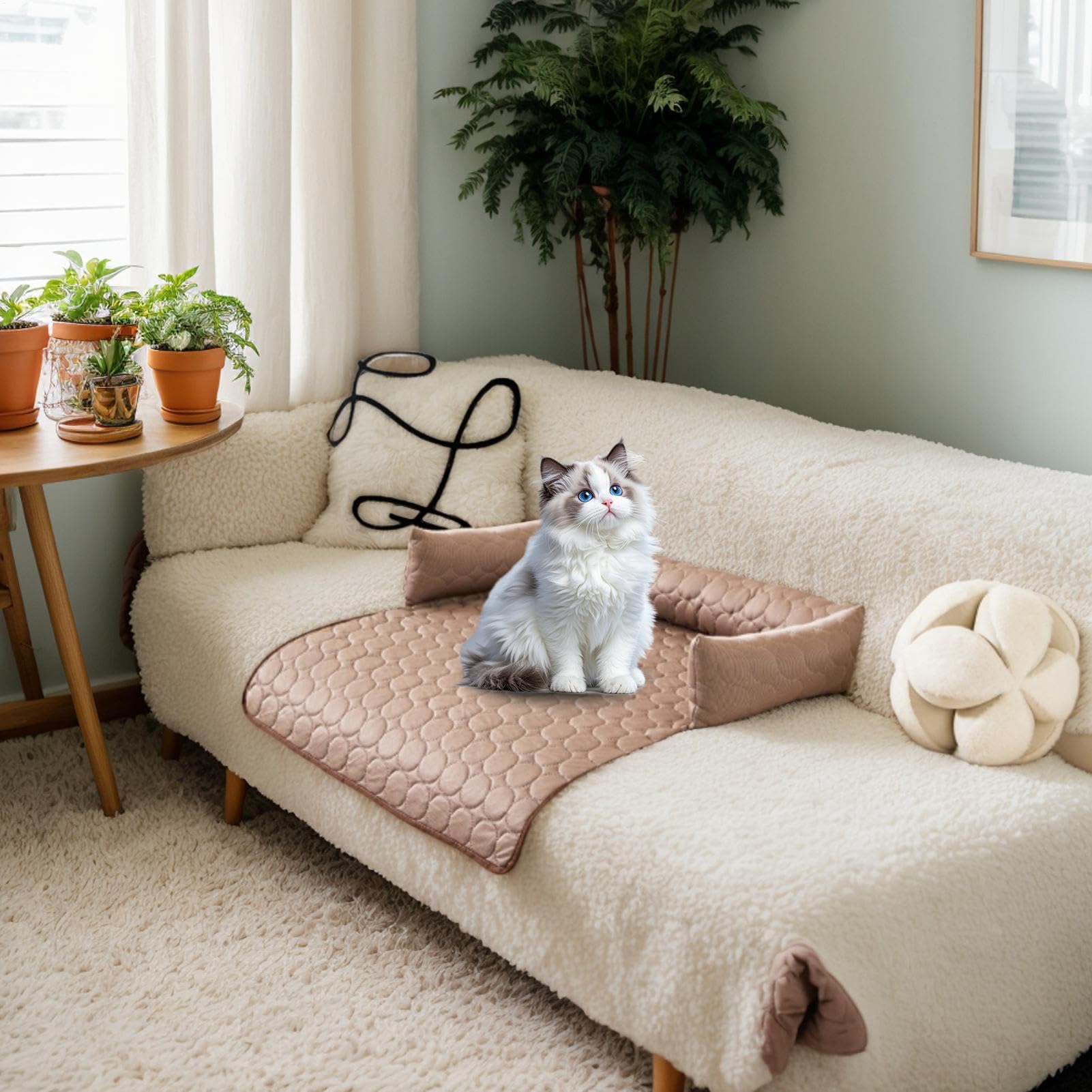 Tappetino rinfrescante per cani Antiscivolo con Coperta Comoda e | Tappetino rinfrescante con fondo antiscivolo per cani Cuscino Coperta Confortevole da Interni Cuccia Divano Auto Gabb