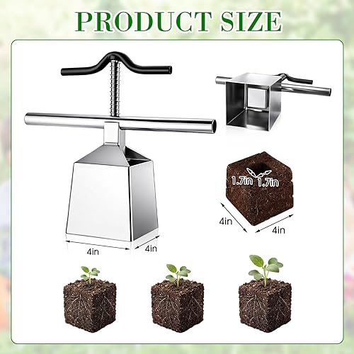 Miniatura 3 de Bloqueador de suelo de 4 pulgadas, 1 célula, fabricante de bloques de semillas manual, herramienta de bloqueo de semillas de mano para invernaderos,