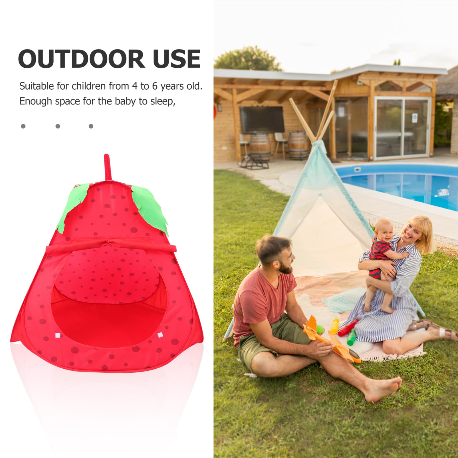 ibasenice Strawberry Play Tent Foldable Indoor Castle for Tent House for Ages Fun and Imaginative Play Space Easy to Clean Lightweight Design