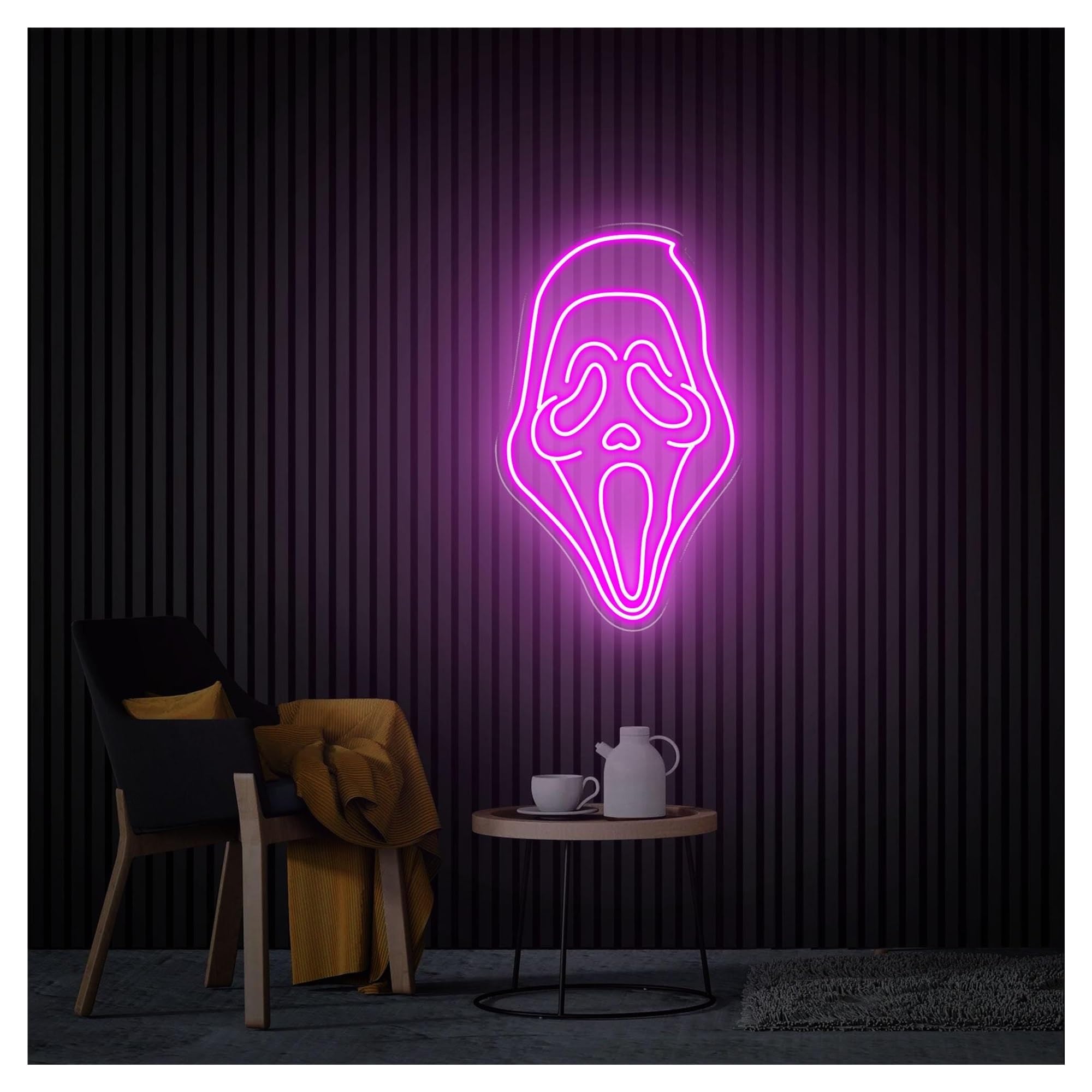 RONGCH Hanging Art Signs Ghost Neon Sign,Suitable for Game Room, Haunted House Decor with Dimmable 31cmx50cm(D)